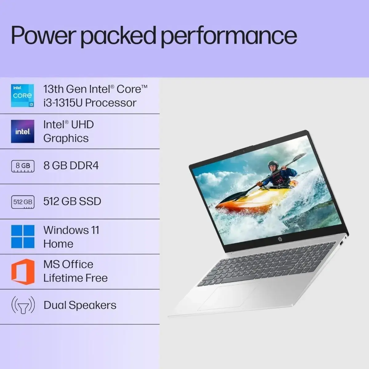HP 15, 13th Gen Intel Core i3-1315U (8GB DDR4, 512GB SSD) FHD Anti-Glare Micro-Edge, 15.6"/39.6cm, Windows 11, MS Office 3